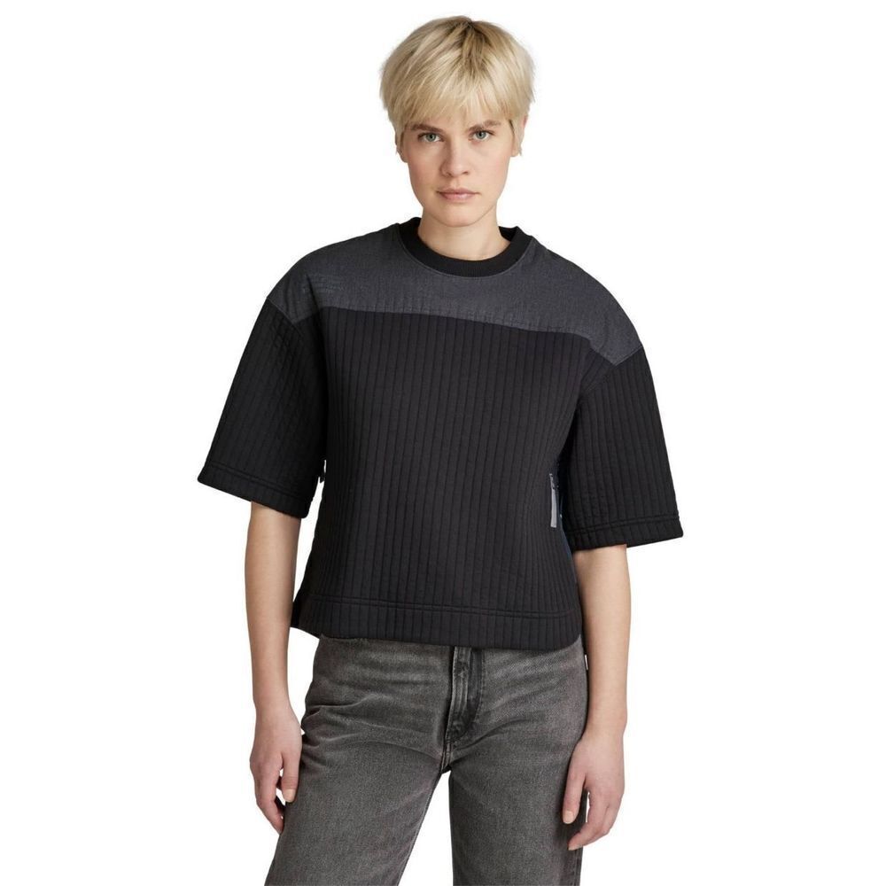 G-Star Raw Women’s Boyfriend Sweatshirt Quilted Short Sleeve Black Gray Size Med